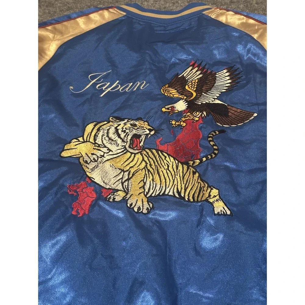 Standard Issue Silky Satin Smooth  Tiger Eagle Japan Bomber Jacket Men L